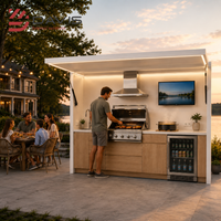 Cuisine BBQ Modulaire d'Extérieur avec Armoires en Aluminium, Gril, Évier, Îlot de Rangement – Fabricant Personnalisé pour Utilisation de Luxe dans les Jardins