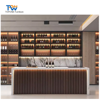 Comptoir de bar de cuisine en marbre, comptoir de bar à cocktails extérieur pour la maison, comptoir de bar rond de luxe avec éclairage LED