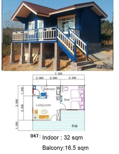 Custom Blue Colorful Tiny House Casa de madera para la venta de bienes raíces en Sea Beach <span class=keywords><strong>Resort</strong></span> a bajo costo - Product Image 2