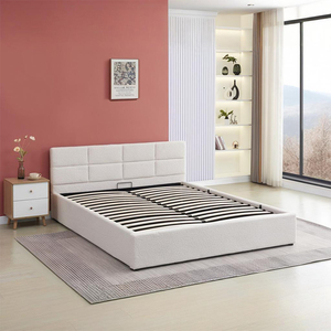Fabric Upholstered Platform Bed Frame Hydraulic Lift Up Storage Bed With Sturdy Slat <b>Support</b> - Product Image 3