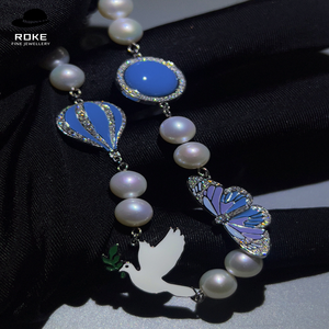 Nouveau collier pendentif en perles pour femmes personnalisé avec des motifs de colombe et de papillon, certification IGI/GAI, diamants ronds cultivés en laboratoire - Product Image 3