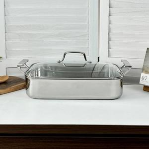 Ventes chaudes, poêle à frire en <span class=keywords><strong>acier</strong></span> inoxydable 18/10 à double poignée, miroir, non revêtue, plateau à poisson, trois couches, pour la maison - Product Image 1