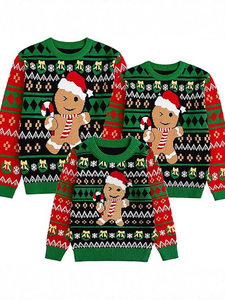 Personalized Family <strong>Couples</strong> and Kids Knitted Pullover Ugly <strong>Christmas</strong> Sweater Ginger Man Jacquard <strong>Christmas</strong> <strong>Jumper</strong> - Product Image 3