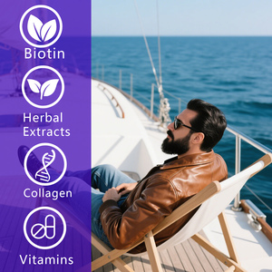 Complément alimentaire haut de gamme pour hommes, favorisant la croissance des cheveux et la santé de la barbe, gommes à mâcher pour la barbe avec vitamines et extraits d'herbes - Product Image 4