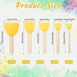 Pinceaux à peinture en mousse éponge jaune au design moderne, manche en bois, motifs imprimés numériquement pour enfants, cadre de <span class=keywords><strong>dessin</strong></span> sur toile pour la maison - Product Image 5