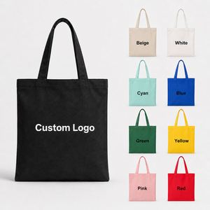 Custom Logo Printed Sublimation Reusable Eco-friendly Long Handle Tote Bag <b>Plain</b> <b>Canvas</b> Cotton - Product Image 1