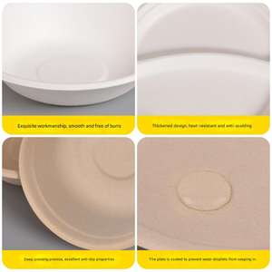 Assiettes jetables rondes en bagasse de canne à sucre, personnalisables OEM/ODM, compostables, durables et écologiques, pour mariage, en lot - Product Image 4