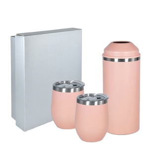 Set de Regalo Enfriador de Botellas de 25 oz con Logotipo Personalizado - Enfriador Portátil de Acero Inoxidable y 2 Copas de Vino sin Tallo - Product Image 1