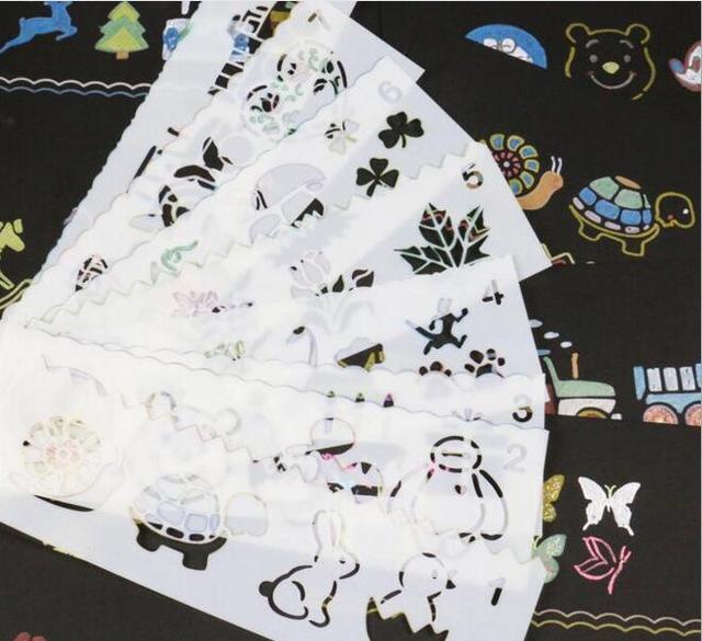 20*5.7cm 8pcs/Pack Children Painting Stencils Animal Cartoon Drawing Template Stencil Drawing Ruler for Kids'