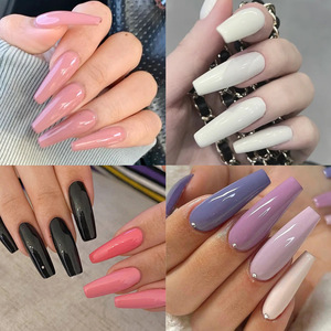24 faux ongles carrés givrés en ABS, couvrance totale, avec colle, personnalisables, kit de pose pour doigts - Product Image 2