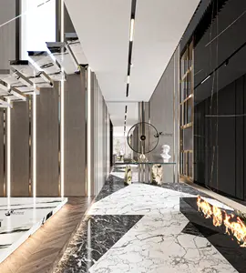 CBMmart 중국 자연적인 돌 층계 단계 디자인 도와 Led 빛을 가진 보행 백색 대리석 층계