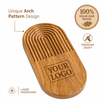 Plateau de service en bois d'acacia personnalisé avec logo, rainuré, décoratif - Base de présentation de bijoux en bois massif