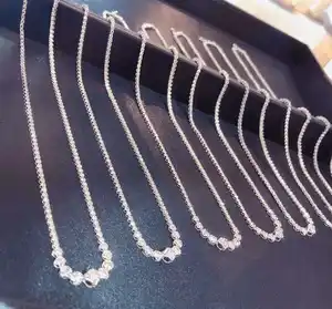 Kalung Ketat Berlian Alami Wanita, Rantai Berlian Es Keluar Mewah Emas Padat 18K