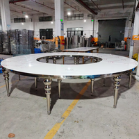Ensemble de table à manger moderne en acier inoxydable rond à haute brillance pour mariage et fêtes, événements durables