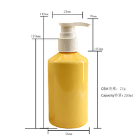 Botol Krim Badan Bulat Berwarna Kuning dengan Tutup Tekan, Botol Gel Mandi Plastik PET Putih, Buatan Cina