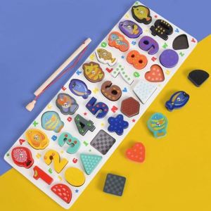 Kids Early Education Activity Toy Magnetic Fishing Game Montessori Wooden Alphabet Shape <b>Puzzles</b> - Product Image 2