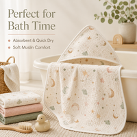 Toalla con Capucha para Bebé de Seis Capas de Muselina, Bata de Baño con Dibujos Animados, Manta Suave para Recién Nacidos