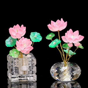 แจกันแก้วประดับดอกบัวคริสตัล ของตกแต่งบ้าน ของขวัญสำหรับโต๊ะทำงาน - Product Image 2