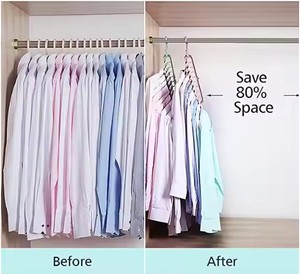 Durable <b>Plastic</b> Folding Space-Saving 360 Degree Rotating Clothes Hanger Rack <b>Hook</b> Wardrobe Kitchen Clothing Organizer - Product Image 3