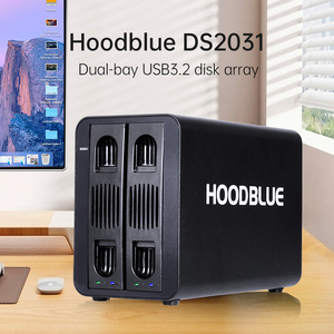 Hoodblue DS2031 10Gbps USB3.2 Dual Bay <strong>Hard</strong> Drive RAID <strong>Enclosure</strong>-for 2.5&quot;/3.5&quot; SATA <strong>HDD</strong>/SSD- RAID 0/1/JBOD/PM, Aluminum <strong>Case</strong> - Product Image 2
