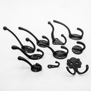 Patère murale noire double <span class=keywords><strong>pour</strong></span> vêtements, idéale <span class=keywords><strong>pour</strong></span> salle de bain, cuisine, chambre, couloir, avec vis - Product Image 2