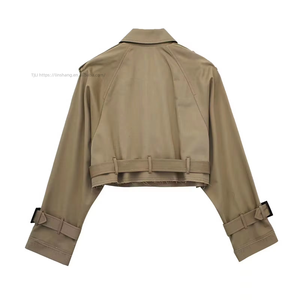 New With Belt Long Sleeve <b>Short</b> Women's Casual Trench Coat Fashion - Product Image 6