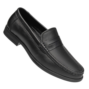 Mocassins en cuir de vache noir à bout rond, semelle souple en caoutchouc, chaussures décontractées d'été pour hommes, confortables et faciles à enfiler, chaussures de travail - Product Image 4