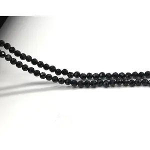 Natural Black Onyx Beads 3mm Small Tiny Faceted Rondelle Spacer Loose Stone Beads For Jewelry Making