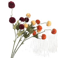 Buket Krisan Dandelion Kecil Gaya Instagram Segar, Set Bunga Artificial 5 Tangkai untuk Dekorasi Pernikahan Dalam/Luar Ruangan