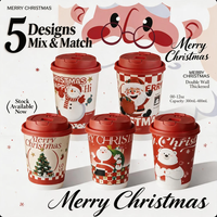 Vasos Desechables para Fiesta de Navidad con Diseño de Santa Claus, Muñeco de Nieve, Oso y Árbol, para Bebidas Calientes de 12oz y 16oz, Regalo Festivo