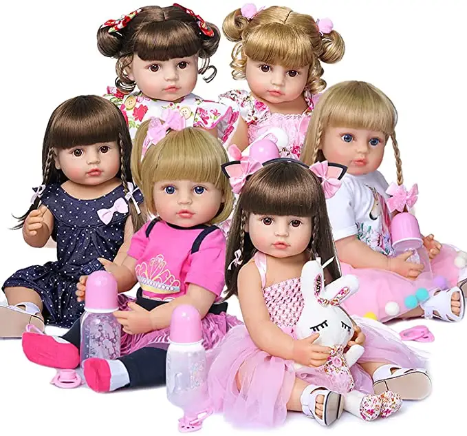 55 CM 24inch newborn mini Toys Girl Lovely full Body Silicone rag clothes baby wow reborn baby dolls