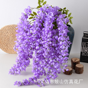 Vignes artificielles de glycine, fleurs en soie violettes, feuillage en cascade pour la décoration intérieure, décoration de plafond de mariage - Product Image 1