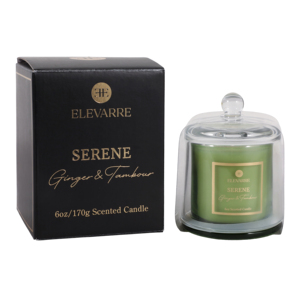 Candela Profumata ELEVARRE Serene in Barattolo di Vetro da 6oz con Coperchio, Fragranza Zenzero e Tambour - Product Image 2