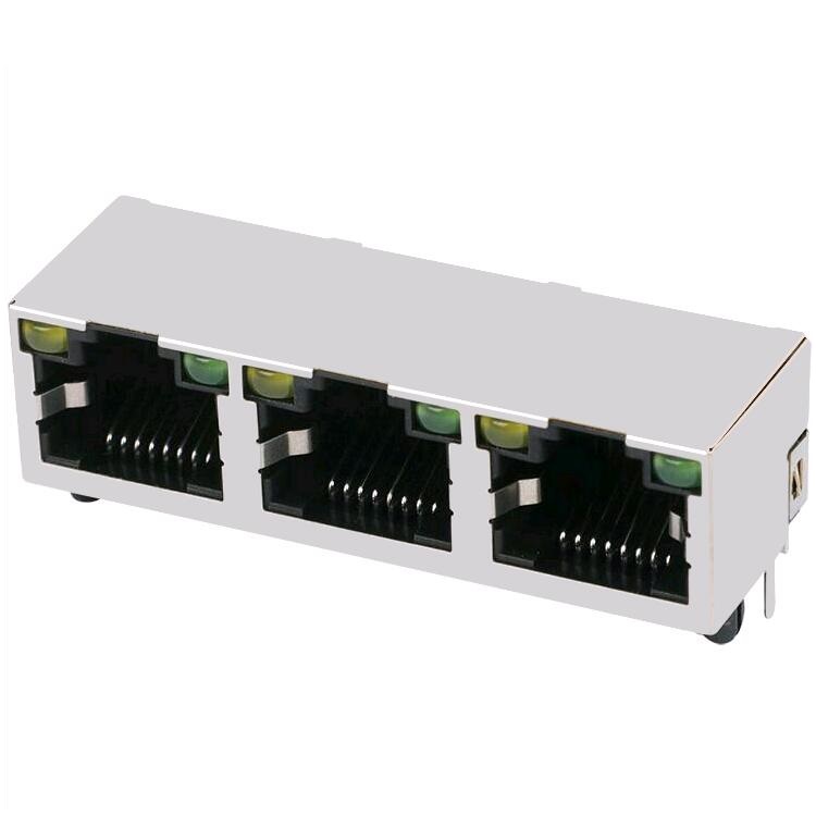 גבוהה זהב ציפוי PCB מודולרי שקע רב יציאת Ethernet 8P8C RJ45 מחבר 1X3