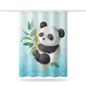 핫 세일 하이 퀄리티 폴리 에스터 욕실 샤워 커튼 만화 동물 팬더 방수 및 곰팡이 방지 샤워 커튼
