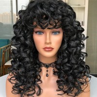 Nouvelle perruque afro bouclée pour femmes, pour l'Europe et l'Amérique ; en fibre haute température, bonnet intégral ; boucles courtes et volumineuses ; vente en gros directe usine