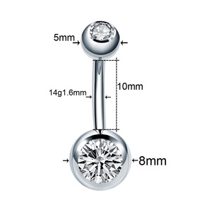 10 pièces 14G acier chirurgical rond zircon cubique corps <span class=keywords><strong>Piercing</strong></span> bijoux <span class=keywords><strong>nombril</strong></span> anneaux pour femmes et filles - Product Image 5