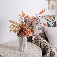 Bouquet de fleurs artificielles roses style 'Wind Language' à demi-tasse, écritures manuscrites, pour décoration murale et maison, mariage CF02126