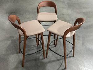 Sgabello da Bar in Legno Massello, Sedie da Bar per Isola in Legno, <span class=keywords><strong>Sgabelli</strong></span> da Bancone Rivestiti in Tessuto, Sedie da Bar con Cuscino in Legno per Ristoranti e Hotel - Product Image 4