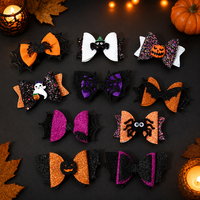 Nœuds et pinces à cheveux d'Halloween scintillants, motifs chauve-souris, araignée, citrouille, accessoires pour fêtes et cadeaux de fête, pour la collecte de bonbons ou de farces