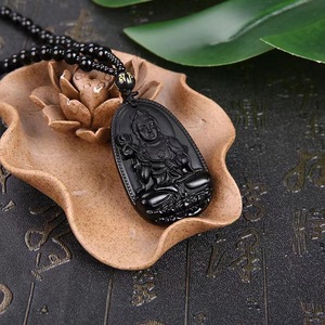 Pull d'automne et d'hiver en cristal naturel, <span class=keywords><strong>collier</strong></span> avec pendentif en <span class=keywords><strong>obsidienne</strong></span>, au design des 12 signes du zodiaque, accessoire de <span class=keywords><strong>bouddha</strong></span>, vente en gros - Product Image 5