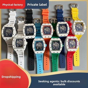 Reloj de Cuarzo Hengbolong de Exportación, Superventas, con Diseño Hueco, para Hombre, en Forma de Barril de Vino, Correa de Aleación de Acero Inoxidable, Estilo Ejecutivo, Venta al por Mayor - Product Image 2