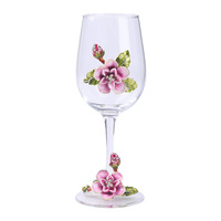 Ensemble de verres à vin rouge en émail, verre à pied haut en cristal et carafe à vin en fleurs de cerisier pour un usage domestique