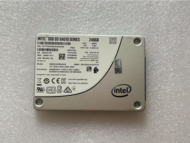 Hotsale Pulled D3 S4510 240GB SSD 2.5" 6Gb/s SATA Solid State Drive SSDSC2KB240G8