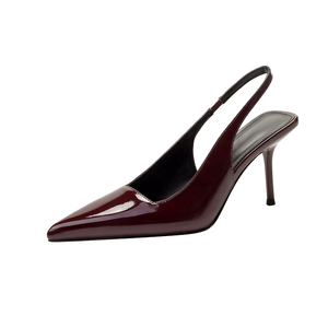 Zapatos de Oficina Patentados con Tacón Alto de PU para Mujer, Sandalias de Tacón de Aguja de 7 cm, Cierre Deslizante, Diseño Sólido, para Verano y Otoño - Product Image 1
