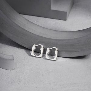 Dylam Metallic Style Wholesale Customise Square Shape 925 Sterling <b>Silver</b> <b>Hoop</b> Earrings Women Rhodium Jewelry Earrings - Product Image 5