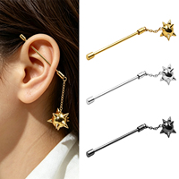 Piercing d'oreille en acier chirurgical Trident de Neptune et Marteau de météore, barbell droit, bijoux de piercing corporel tendance