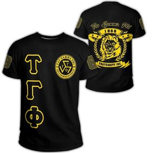 Tau Gamma Phi letras cuello redondo negro camiseta para hombres precio al por mayor camisetas de gran tamaño camisa de manga corta personalizada para niños - Product Image 1