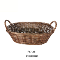 Vente en gros, panier ovale en osier naturel fait main, petit panier de rangement en saule avec poignée