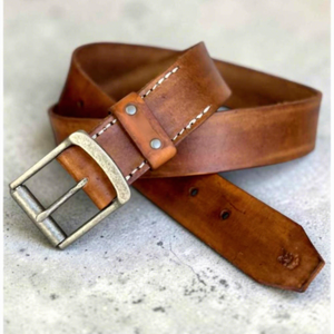 BS INTERNATIONAL Brown Color Men's Vintage Formal Style Rectangular <b>Cow</b> Hide Leather Steel Buckle Heavy Duty High Quality - Product Image 3